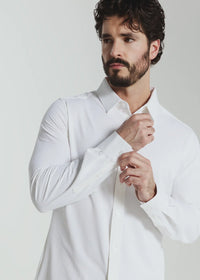 Ferris Seersucker Stretch Long Sleeve Shirt- White