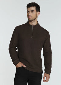 Monterey Textured Quarter Zip Pullover - Bark