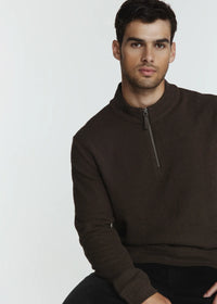Monterey Textured Quarter Zip Pullover - Bark