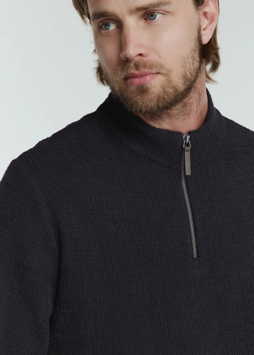 Monterey Textured Quarter Zip Pullover - Navy