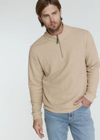 Monterey Textured Quarter Zip Pullover - Tan