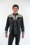 Floral Embroidered Rockabilly Shirt - Silver Clothier to The King