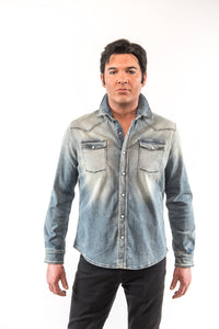 Roper Western Snap Shirt/Shacket - Light Wash Denim