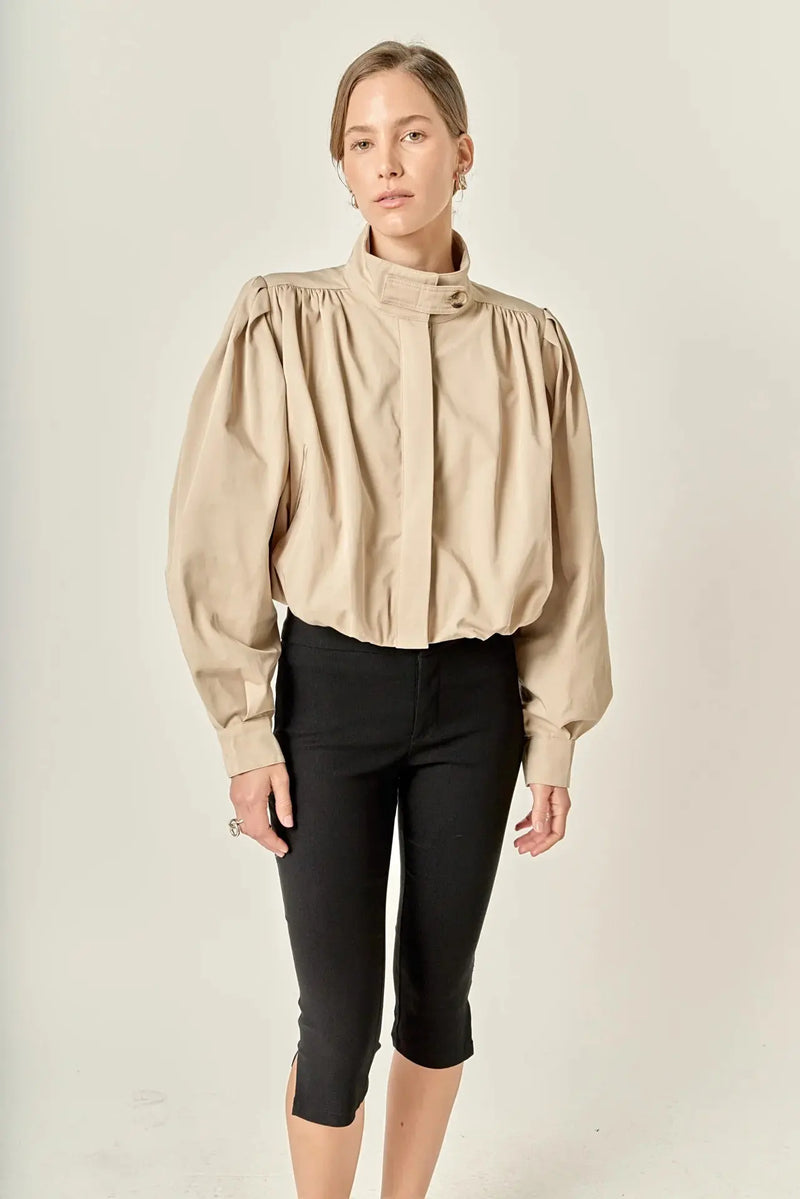 Shirred Trench Short Coat English Factory