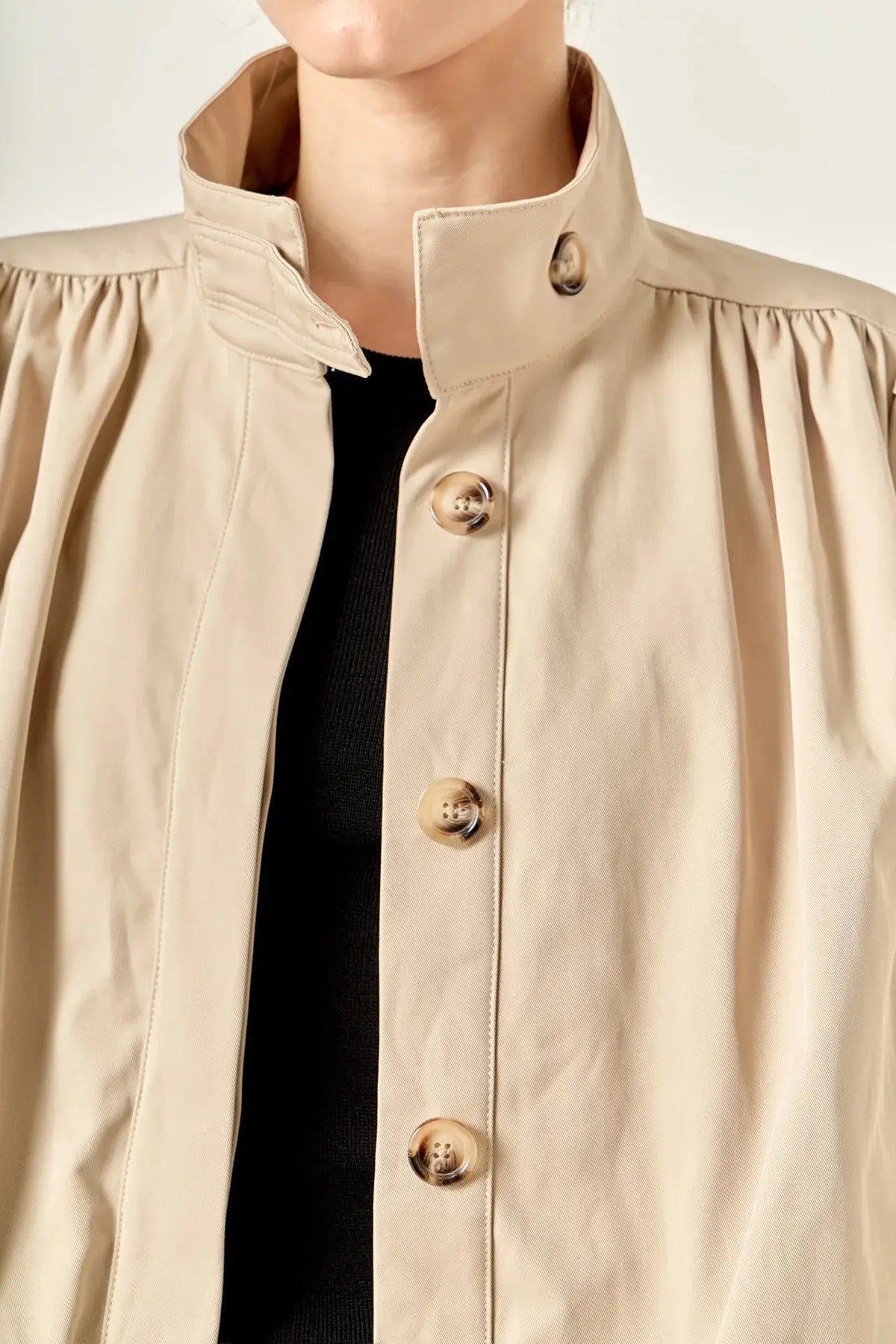 Shirred Trench Short Coat English Factory
