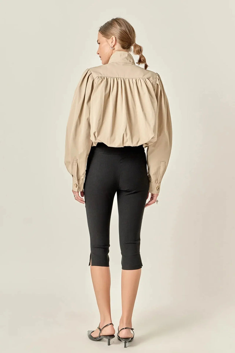 Shirred Trench Short Coat English Factory