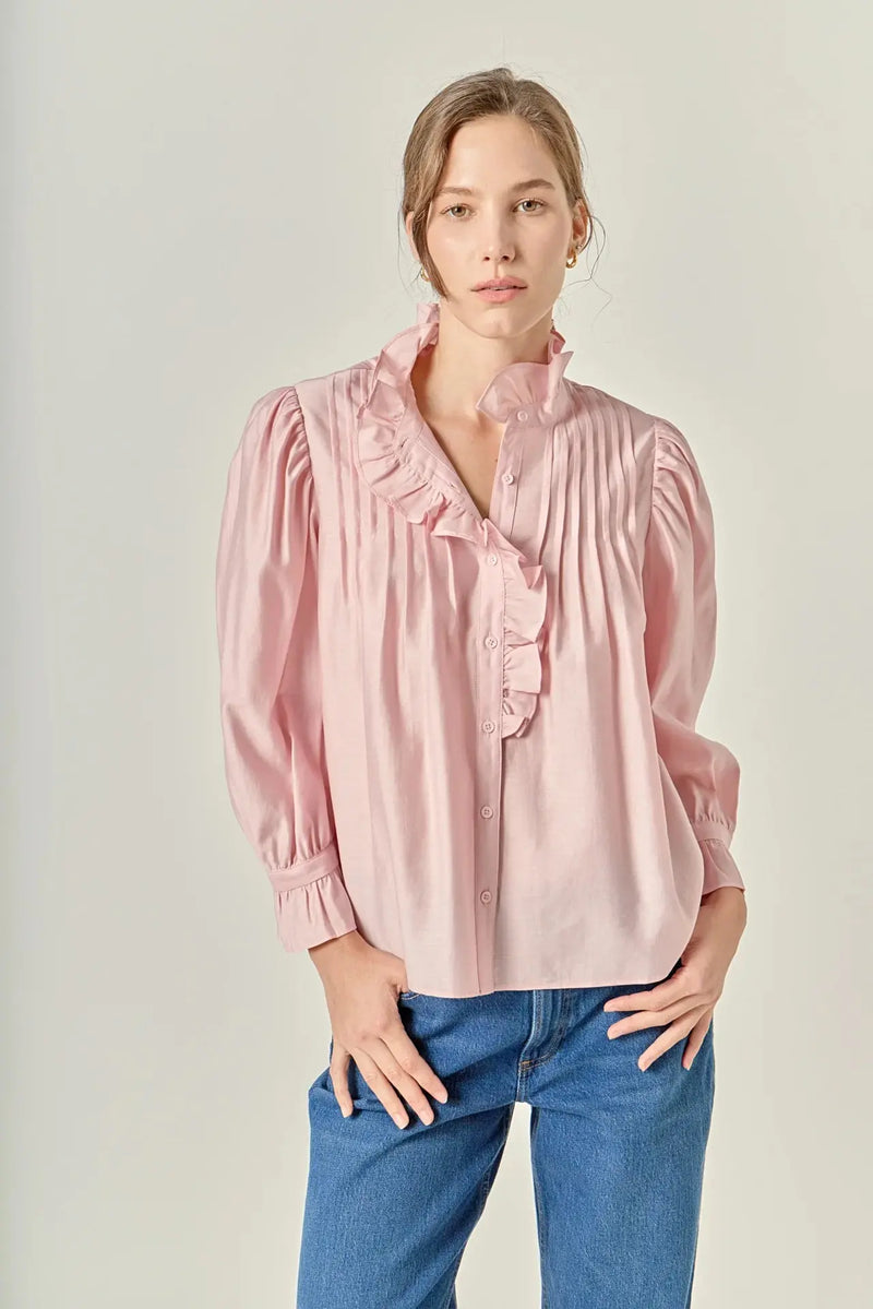 Blush Ruffle Detailed Blouse English Factory