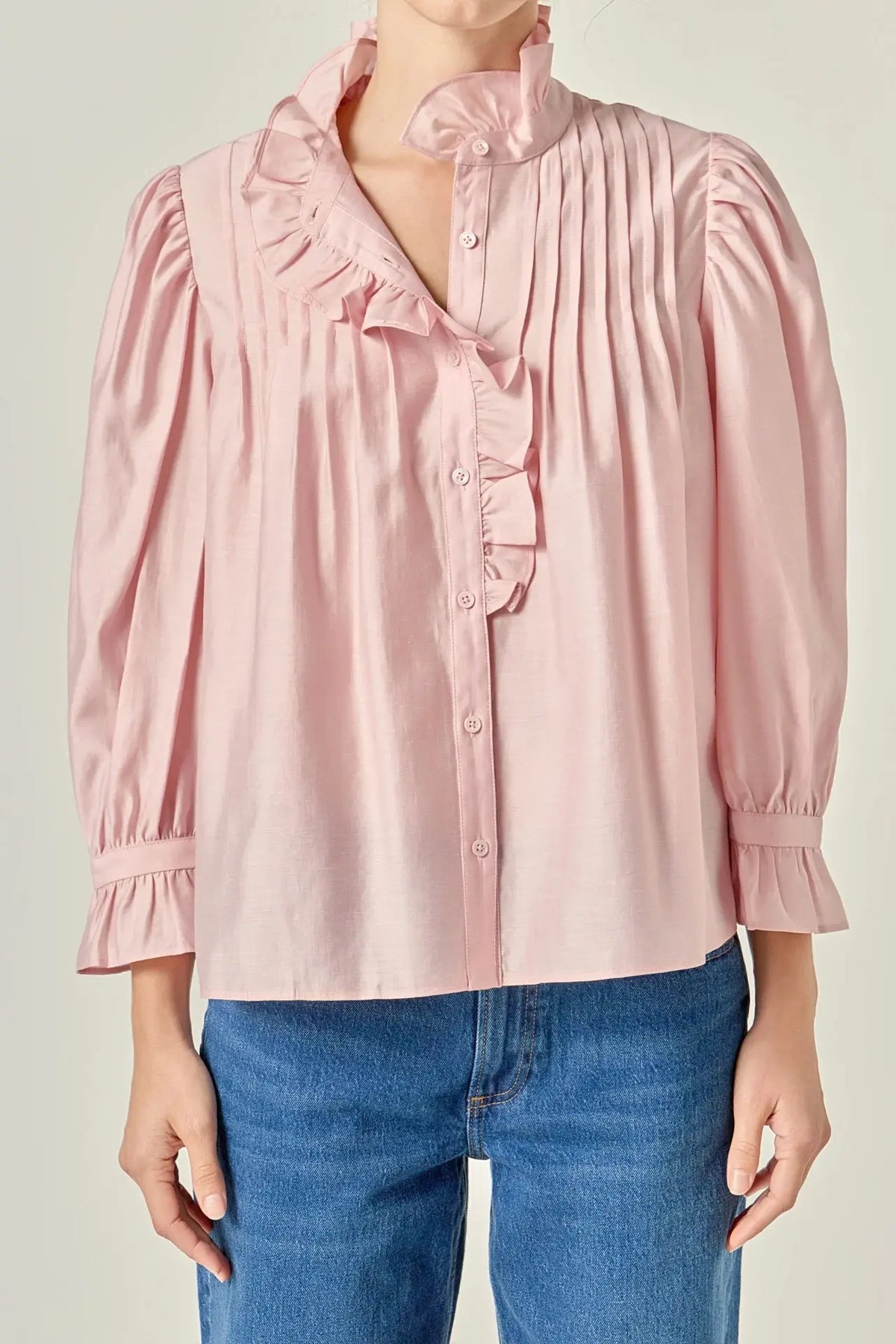 Blush Ruffle Detailed Blouse English Factory
