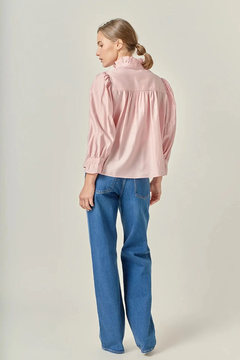 Blush Ruffle Detailed Blouse English Factory