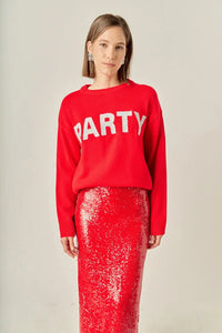 Party Glitter Lettering Sweater English Factory