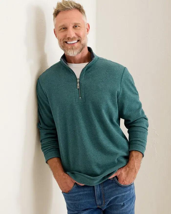 Flipview Reversible Half-Zip Sweatshirt - Emerald Coast Blue Heather Tommy Bahama