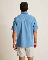 Maui Border Silk Camp Shirt - Buccaneer Blue