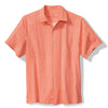 Maui Border Silk Camp Shirt - Bright Peach