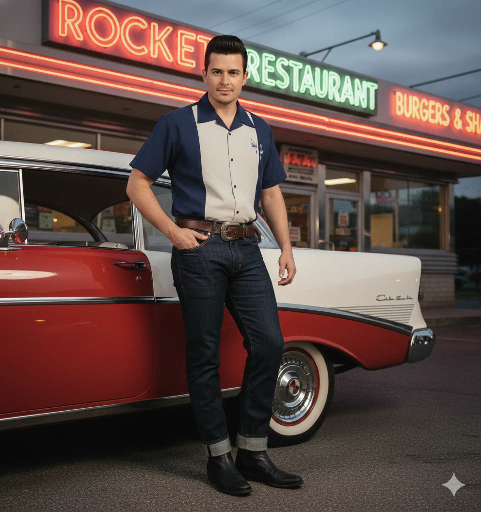 Contrast Crown Retro Shirt - Navy/Sage