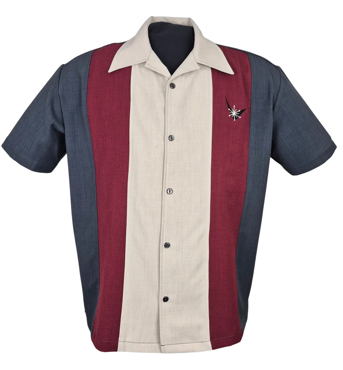 Atomic Mad Men Bowling Shirt Charcoal/Burgundy Clothier to The King