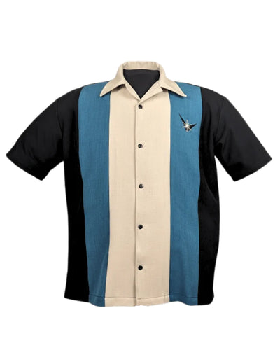 Atomic Mad Men Bowling Shirt in Black/Pacific