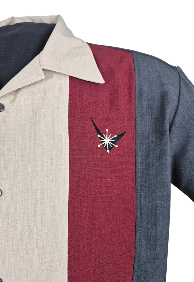 Atomic Mad Men Bowling Shirt Charcoal/Burgundy Clothier to The King