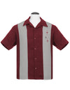 Three Star Panel Bowling Shirt in Burgundy