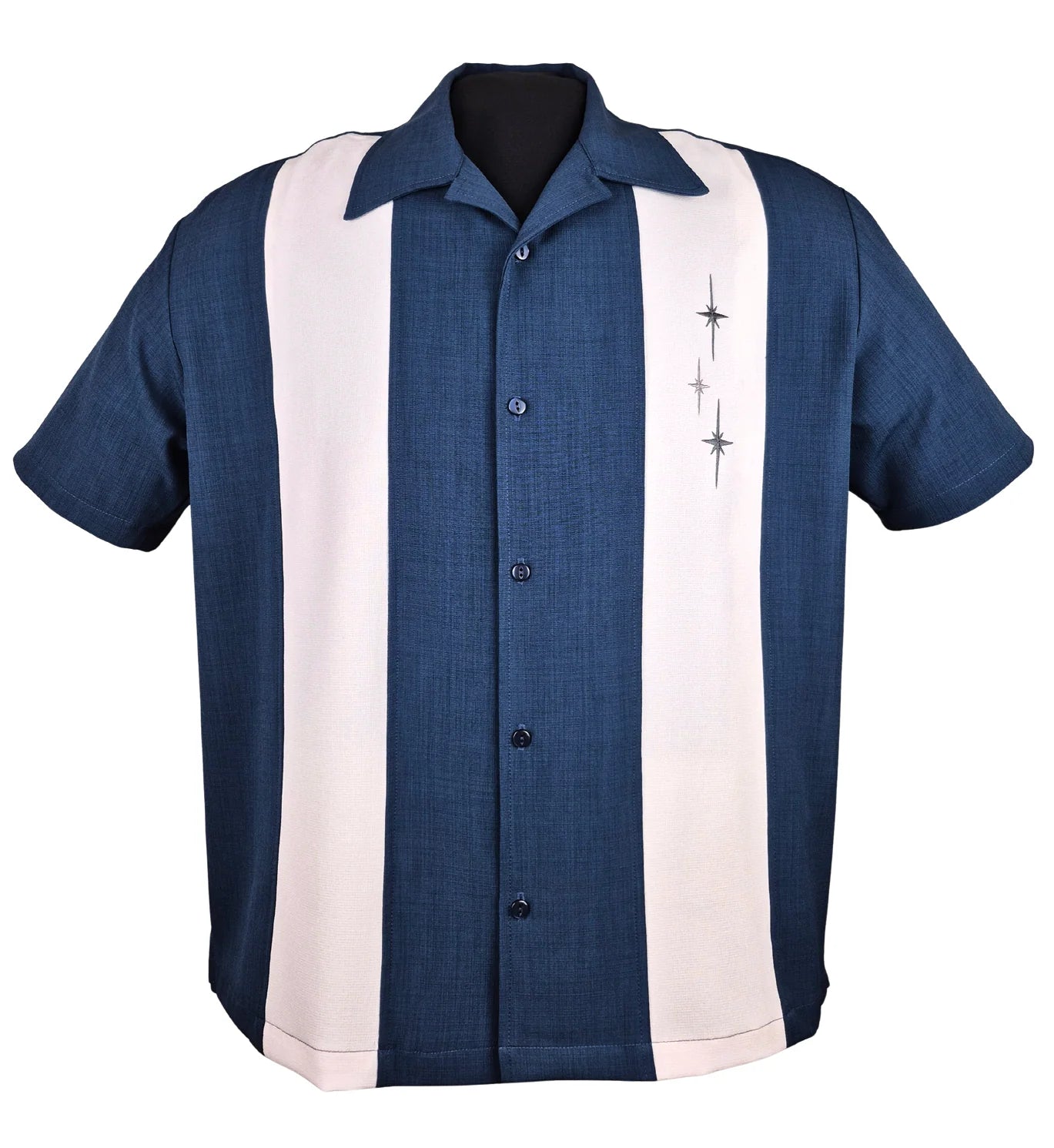Three Star Panel Retro Shirt - Denim | Stone