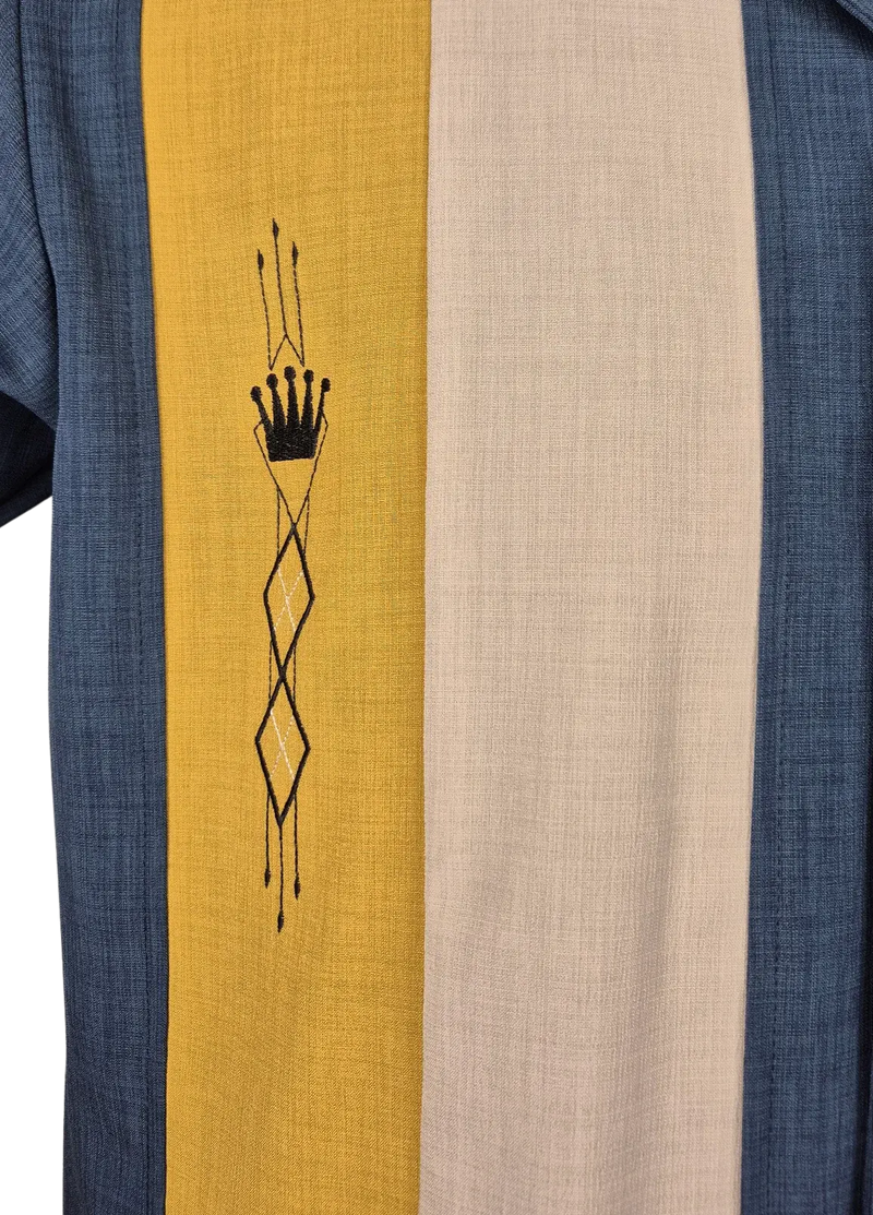 The Kingston Retro Shirt - Denim/ Mustard /Stone Clothier to The King