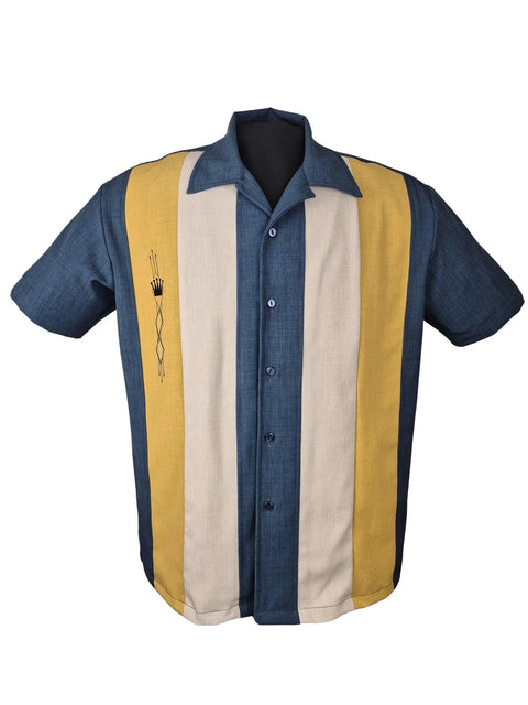 The Kingston Retro Shirt - Denim/ Mustard /Stone Clothier to The King