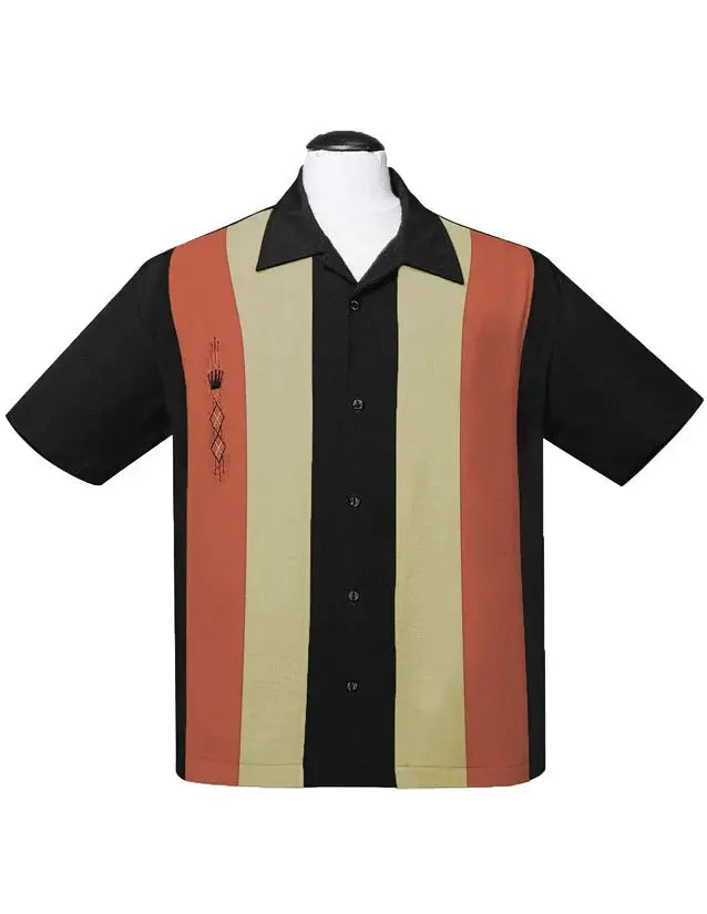 The Kingston Retro Shirt - Black/Moss/Rust Clothier to The King