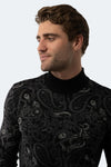 Black Paisley Mockneck Sweater