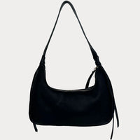 Sara Suede Shoulder Bag - Black