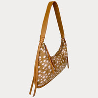 Sara Deer Camel Suede Shoulder Bag