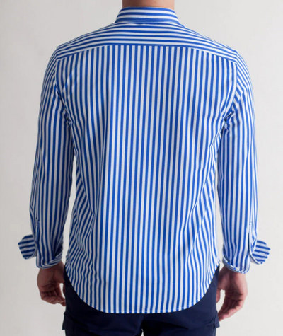 The Go Big Stripe Shirt- Royal Blue