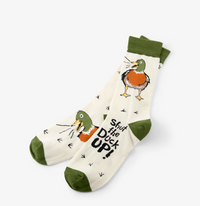 Shut the Duck Up Crew Socks Lansky Bros.