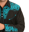 Embroidered Western Pearl Snap - Turquoise