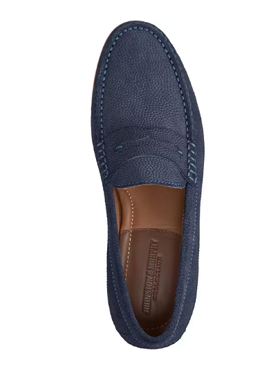 Baldwin Navy English Suede Loafers