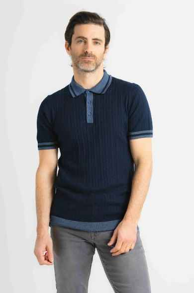 Navy Dean Knit Polo