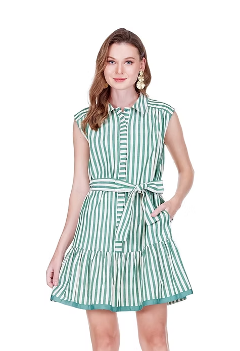 Green Stripe Mini Dress