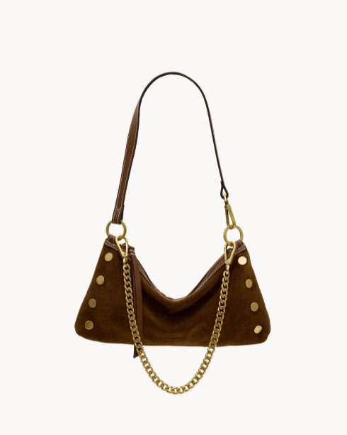 Kyle Purse - Cinnamon Suede/Antique Gold
