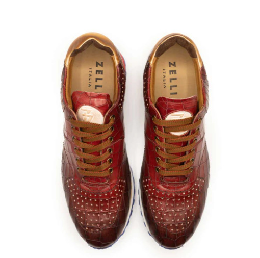 Rocco Italian Calfskin Embossed Crocodile Red