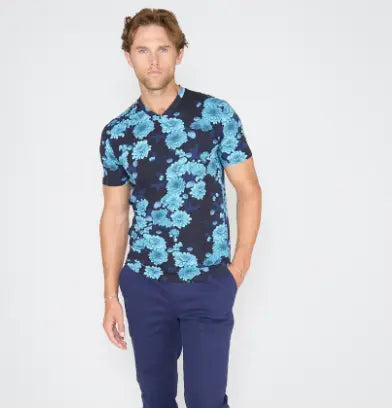 Maze Serious Floral V-Neck - Navy Lords of Harlech