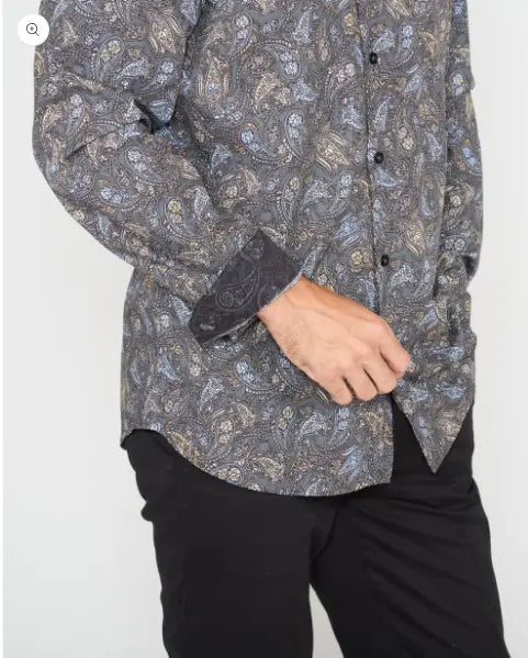 Morris Madrid Paisley Sport Shirt - Smoke Lords of Harlech