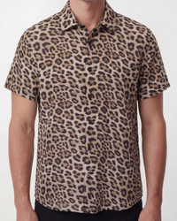 Landon Leopard Brown Linen Shirt