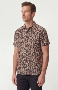 Landon Leopard Brown Linen Shirt