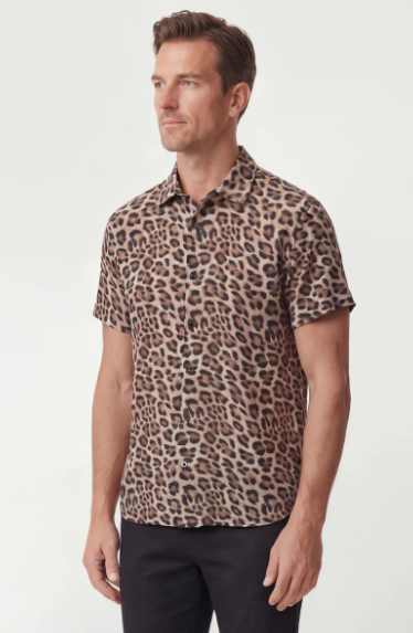 Landon Leopard Brown Linen Shirt