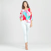 Open Shoulder Blouson Waist Top - Petal Watercolor