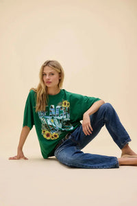 Model wearing The Beach Boys OS tee relaxed fit