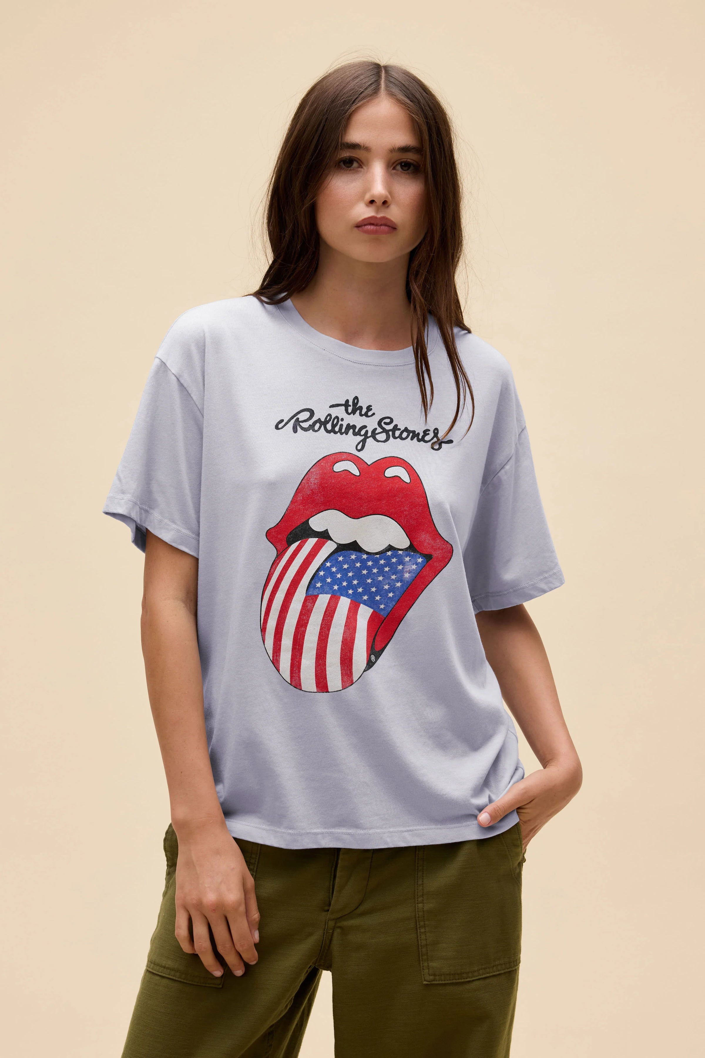 Rolling Stones Flag Tongue Burnout Boyfriend Tee