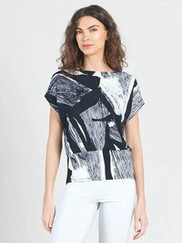 Dolman Short Sleeve Top - Geo Sketch