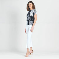 Dolman Short Sleeve Top - Geo Sketch