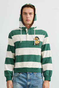 BOLD STRIPED CHENILLE PATCH HOODIE