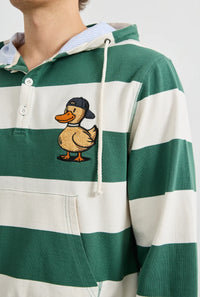 BOLD STRIPED CHENILLE PATCH HOODIE