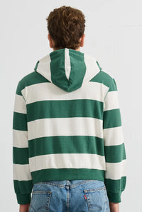 BOLD STRIPED CHENILLE PATCH HOODIE